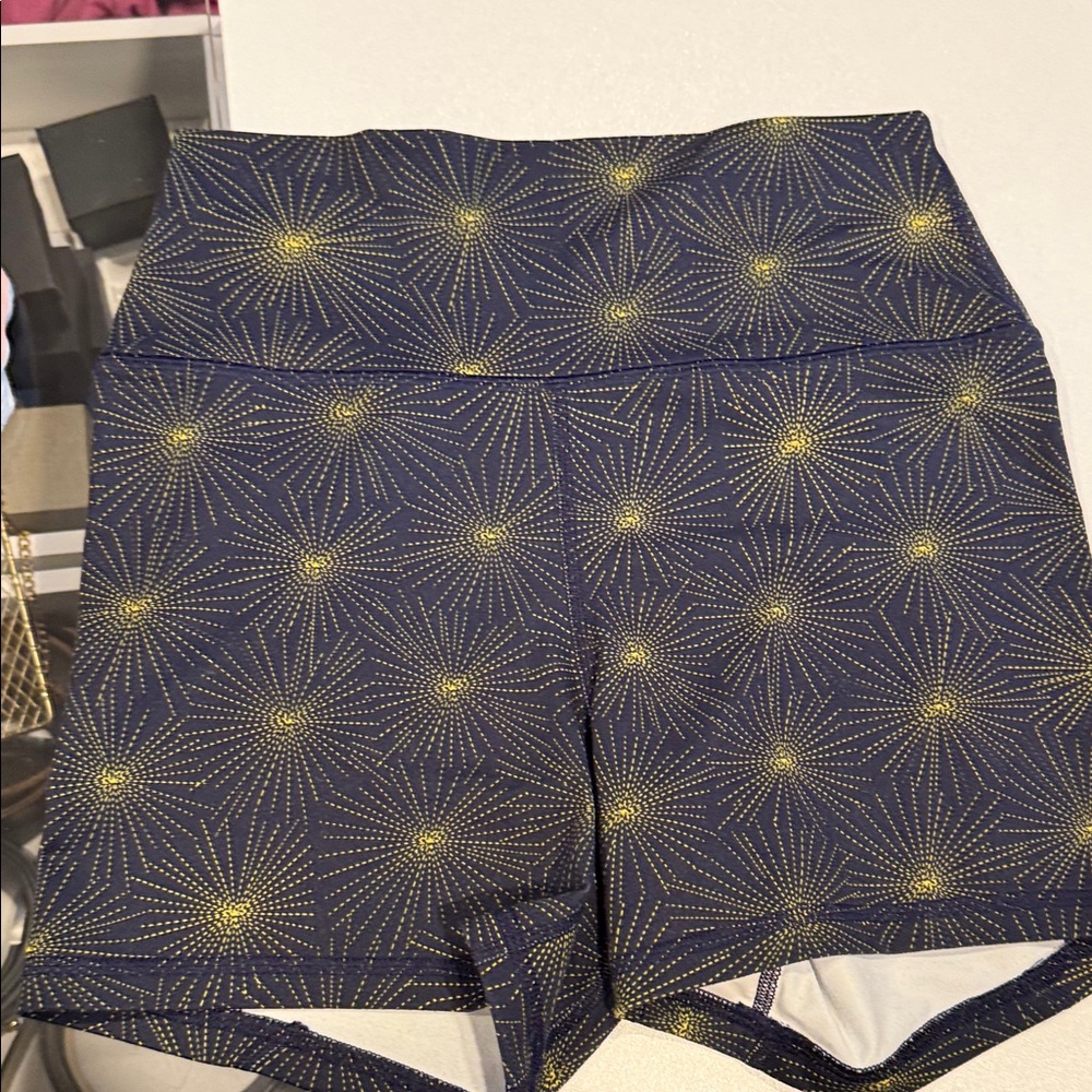 Fleo Navy and Yellow Patterned Women's Shorts